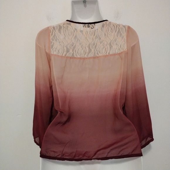 A. Byer - Burgundy Ombre Sheer Blouse - Picture 8 of 14